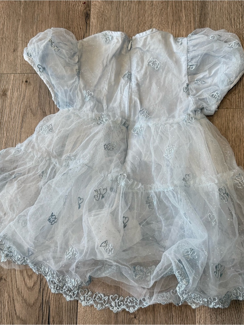 Doe A Dear 2T Girls Light Blue, Embroidered, Sparking Tulle Party Dress - Picture 5 of 5